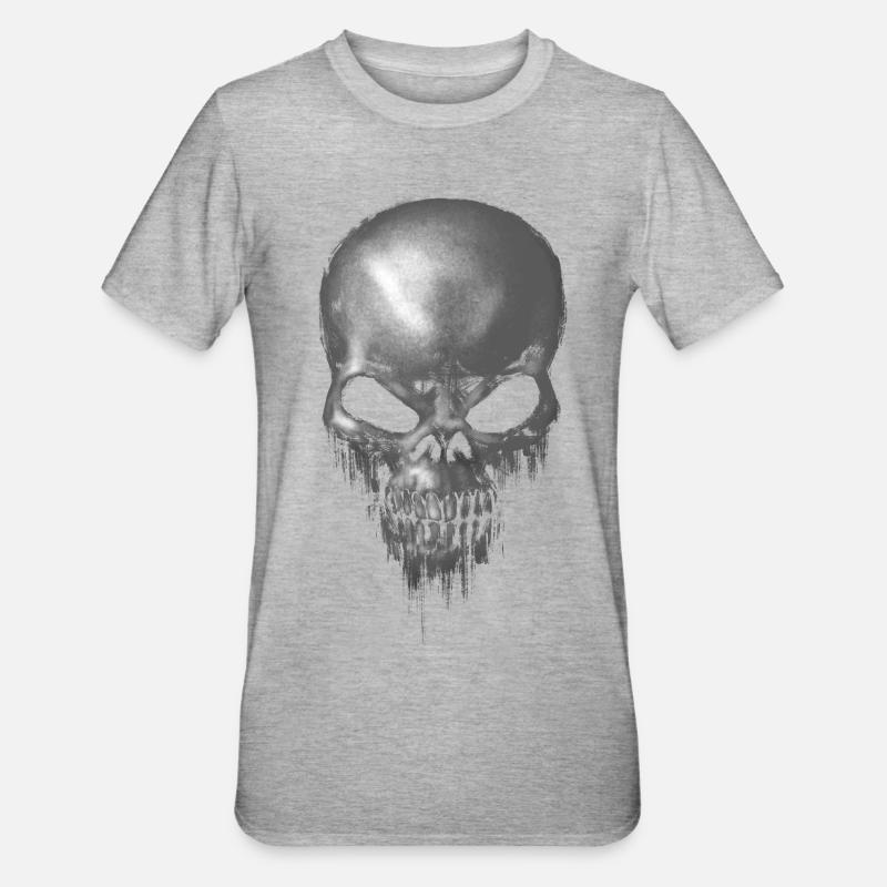 Crâne maléfique, Crâne - T-shirt polycoton Unisexe - gris chiné
