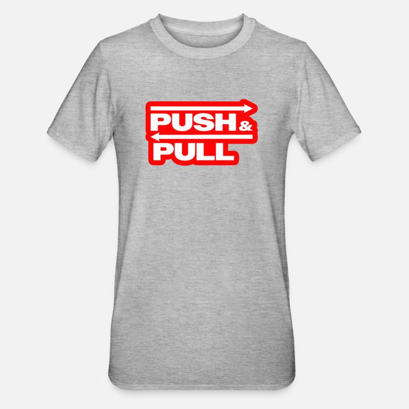 Push and Pull Red - Unisex Polycotton T-Shirt - Grau meliert