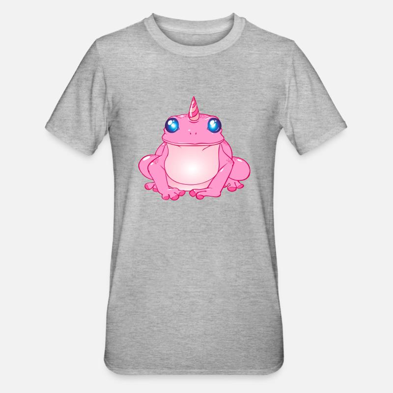 Frosch mit Horn - Unisex Polycotton T-Shirt - Grau meliert