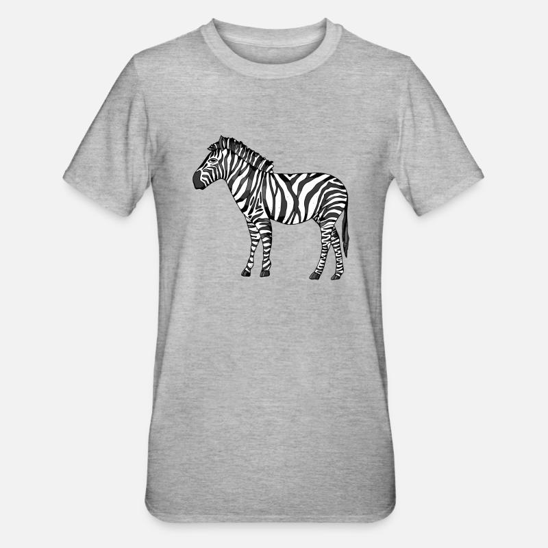 zebra - Unisex Polycotton T-Shirt - heather grey