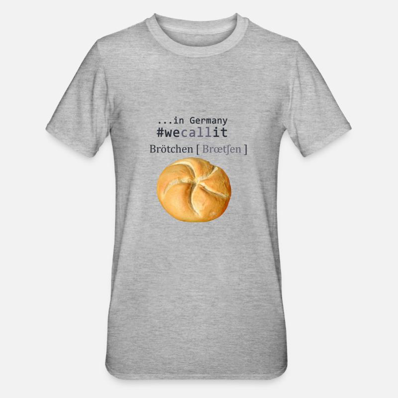 #wecallit Brötchen - Unisex Polycotton T-Shirt - Grau meliert