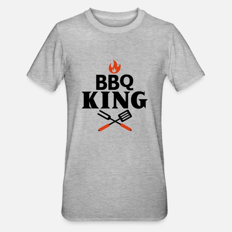 BBQ KING - Grill Roi - King Grilling - T-shirt polycoton Unisexe - gris chiné