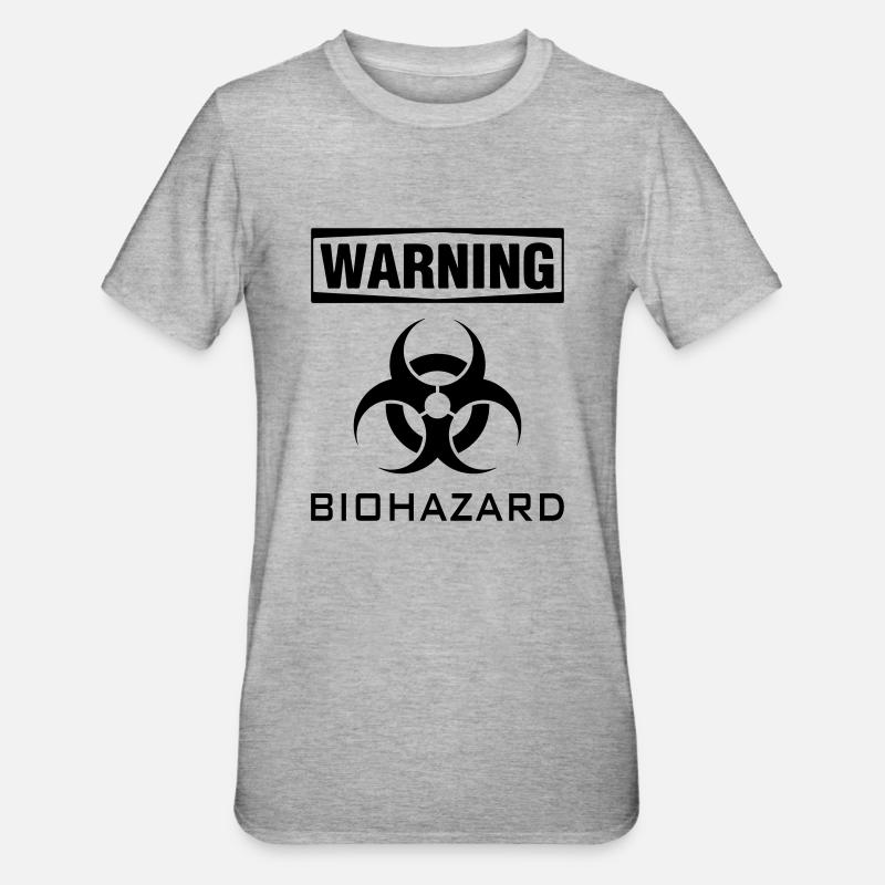 warning biohazard - Maglietta unisex, mix cotone e poliestere - grigio melange