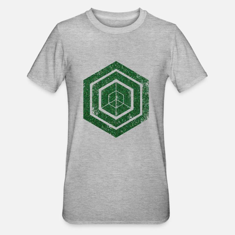 hexagon programming programmer coding geometric - Unisex Polycotton T-Shirt - heather grey