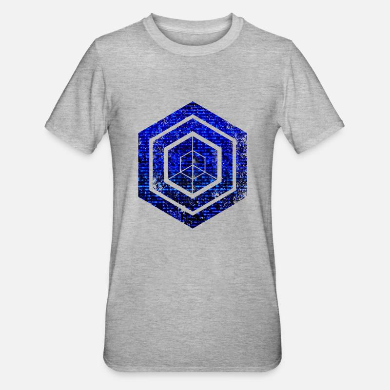 Hexagon-Programmierung Programmierer Codierung geometrisch - Unisex Polycotton T-Shirt - Grau meliert