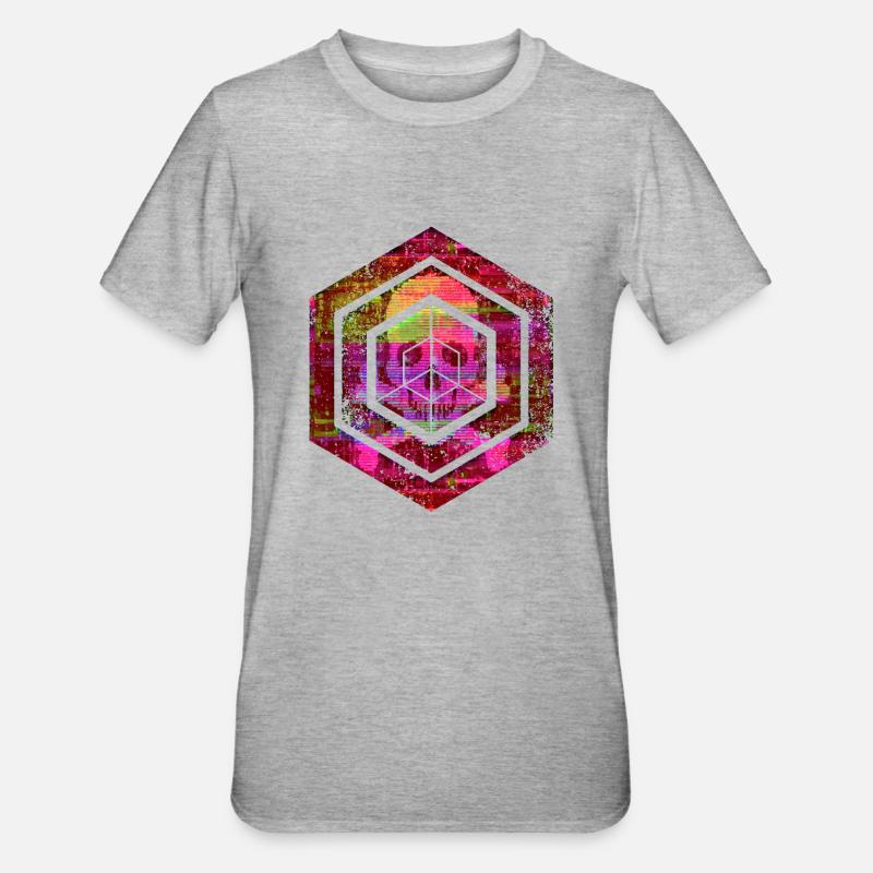 Hexagon-Programmierung Programmierer Codierung geometrisch - Unisex Polycotton T-Shirt - Grau meliert