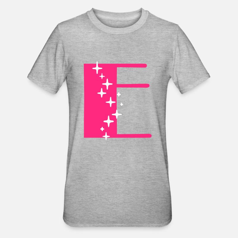 Buchstabe E Glitzer - Unisex Polycotton T-Shirt - Grau meliert