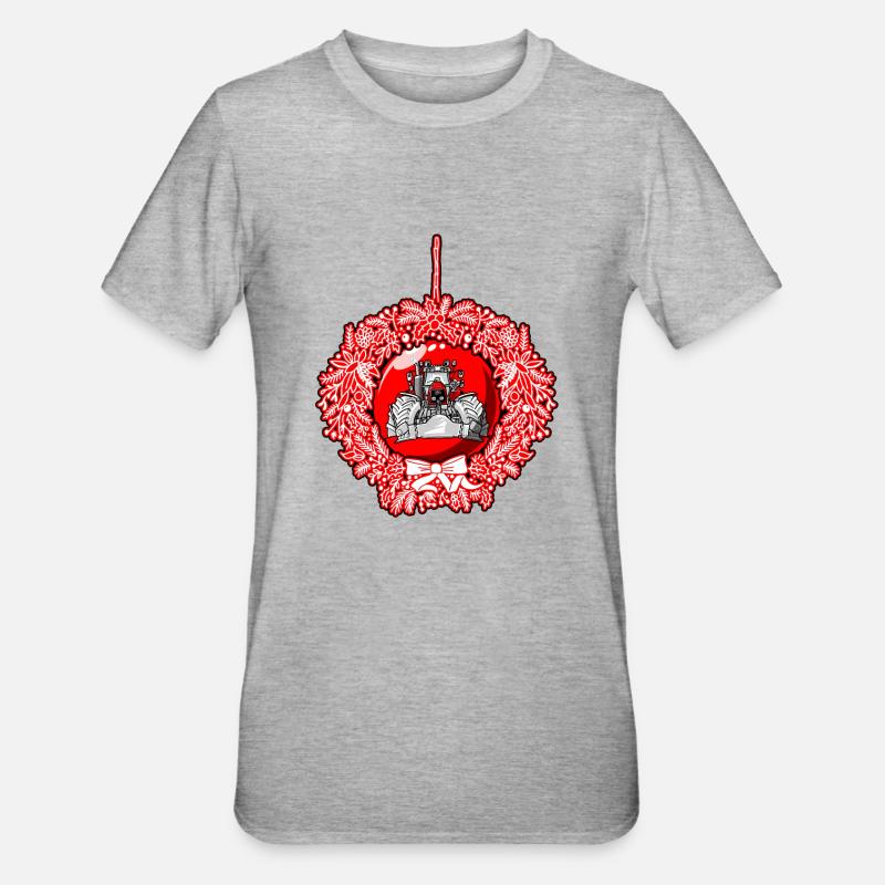 Weihnachtskranz Roter Traktor - Unisex Polycotton T-Shirt - Grau meliert