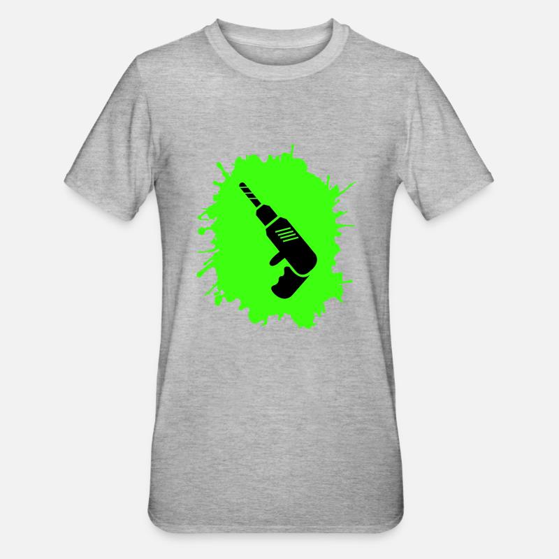 bohrmaschine klecks handwerker - Unisex Polycotton T-Shirt - Grau meliert