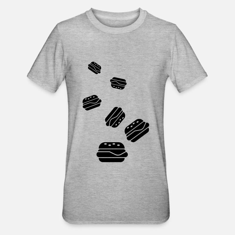 Silhouette de l’icône du hamburger - T-shirt polycoton Unisexe - gris chiné