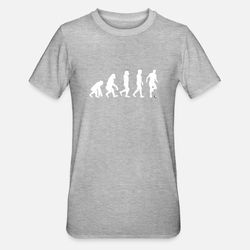 Mankind Evolution Soccer - Evolution Fußball - Unisex Polycotton T-Shirt - Grau meliert