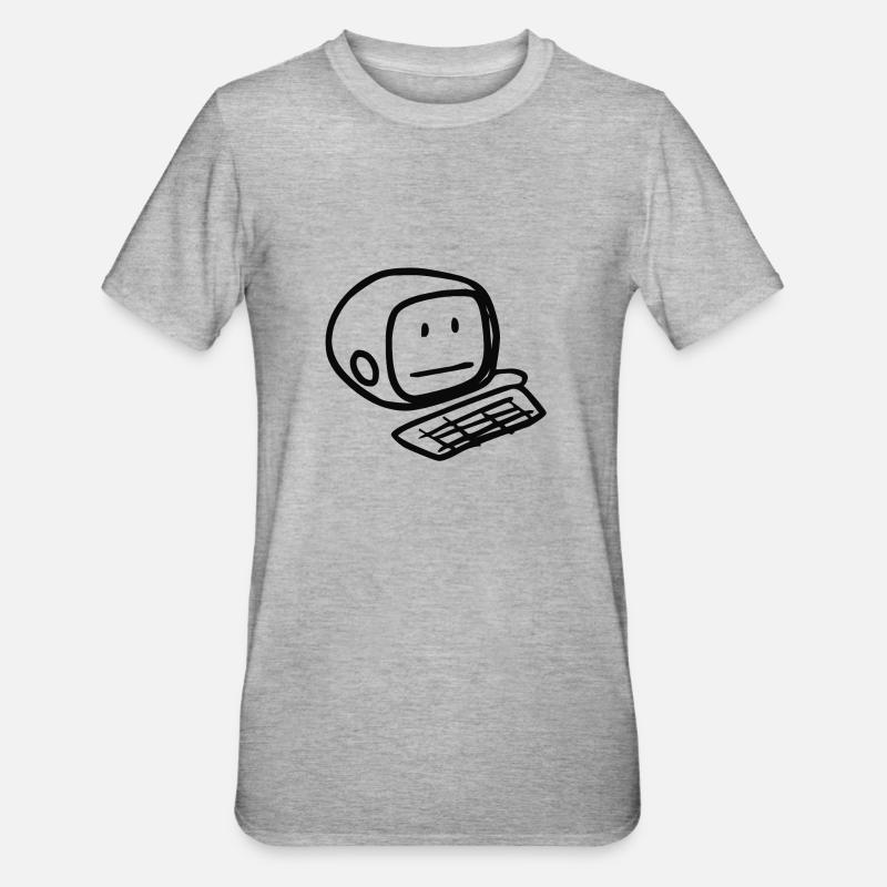 Computer Smiley (Black) - Unisex Polycotton T-Shirt - heather grey