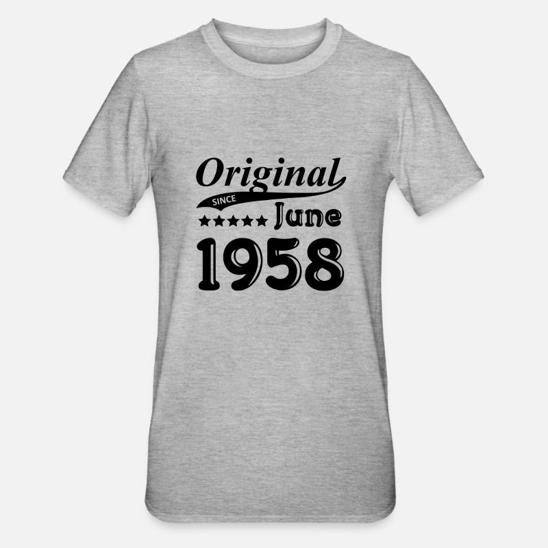Juni 1958 Geschenk - Unisex Polycotton T-Shirt - Grau meliert