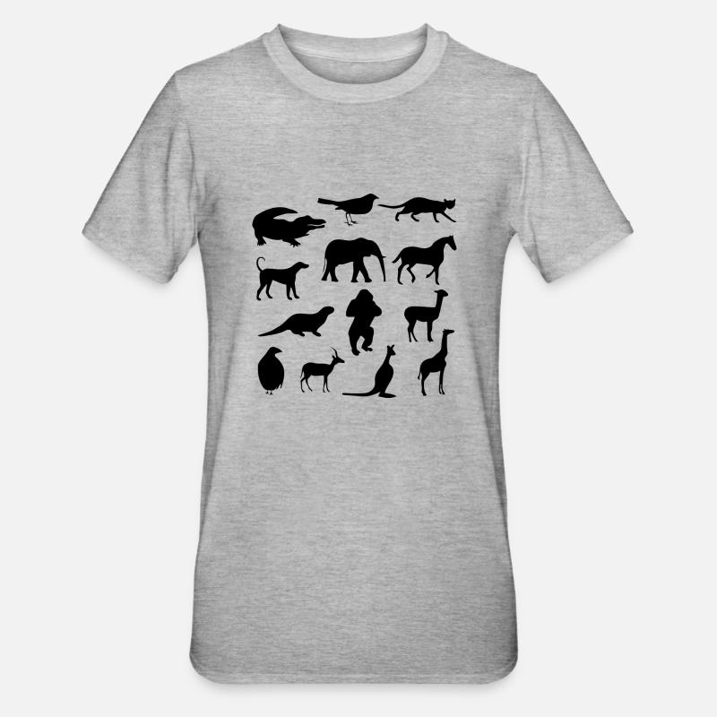 Wilde Tiere - Unisex Polycotton T-Shirt - Grau meliert
