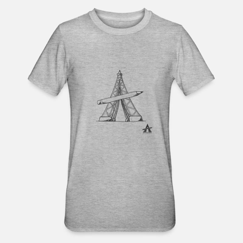 Eiffel tower Pencil - Unisex Polycotton T-Shirt - heather grey