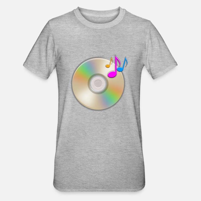 Music CD floating notes - Unisex Polycotton T-Shirt - heather grey