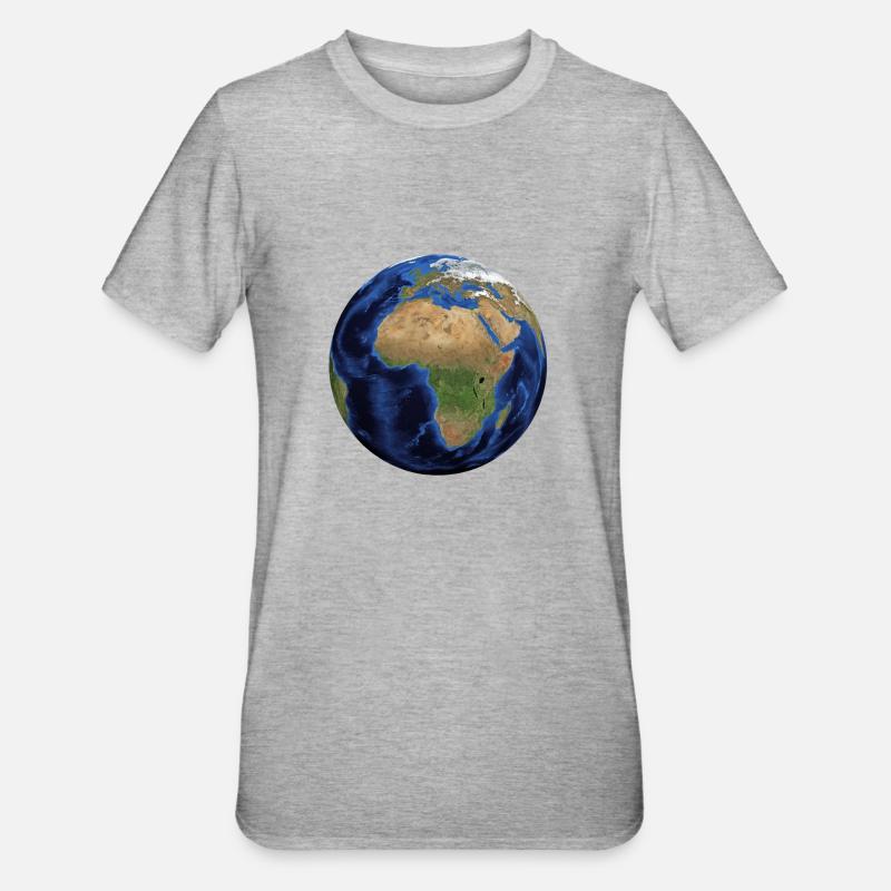 Globe du monde - T-shirt polycoton Unisexe - gris chiné