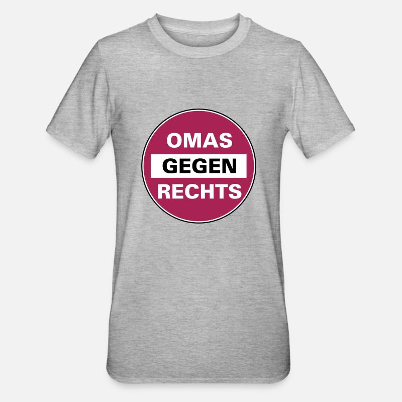 Omas gegen Rechts Schild - Unisex Polycotton T-Shirt - Grau meliert