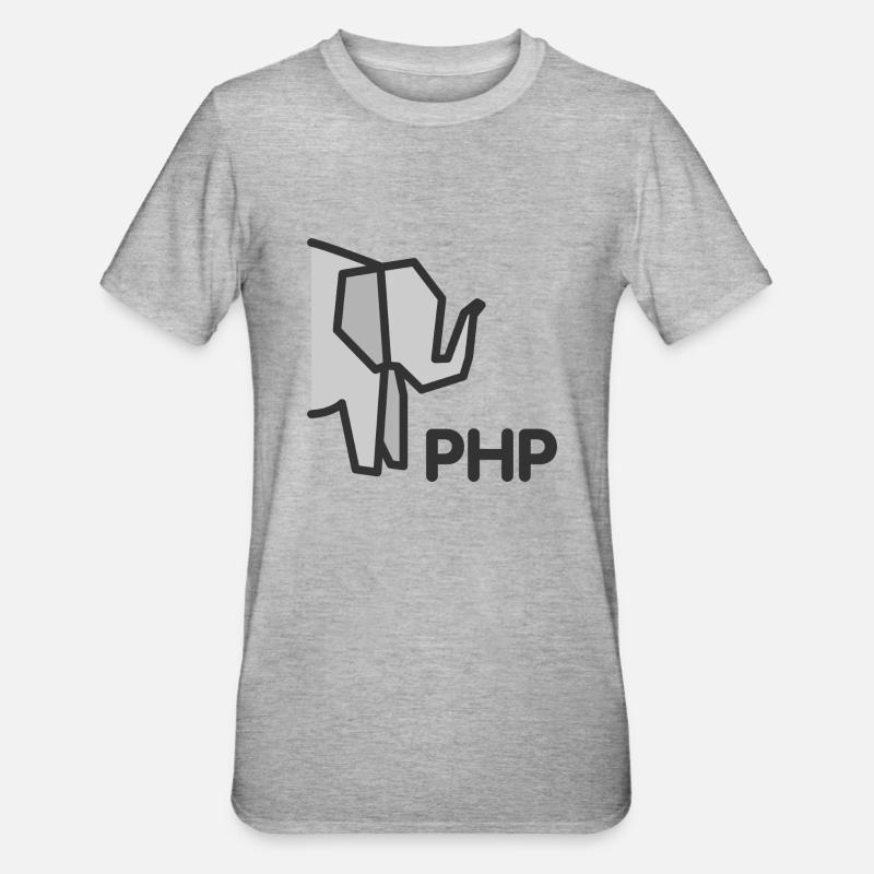 PHP Elefant - Unisex Polycotton T-Shirt - Grau meliert