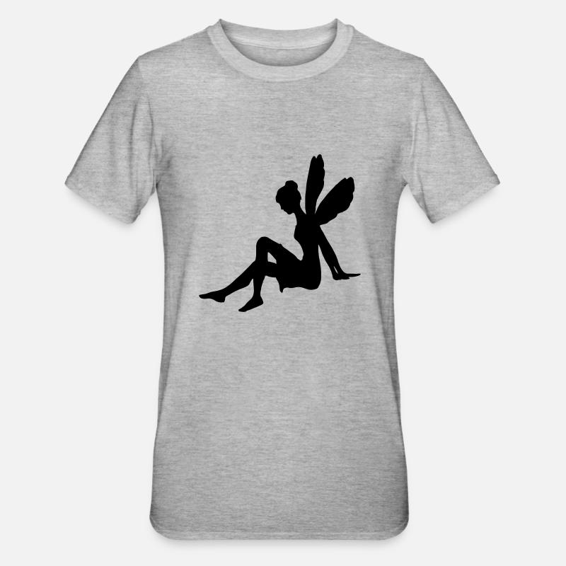 Sitzende Fee - Unisex Polycotton T-Shirt - Grau meliert