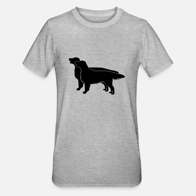2 Flat Coated Retriever - Unisex Polycotton T-Shirt - Grau meliert