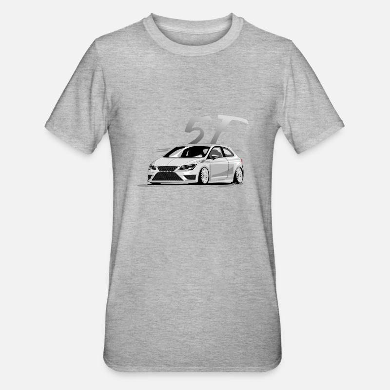 Leon 5f fr, Low, Deep, Stanced, Cupra - Unisex Polycotton T-Shirt - Grau meliert