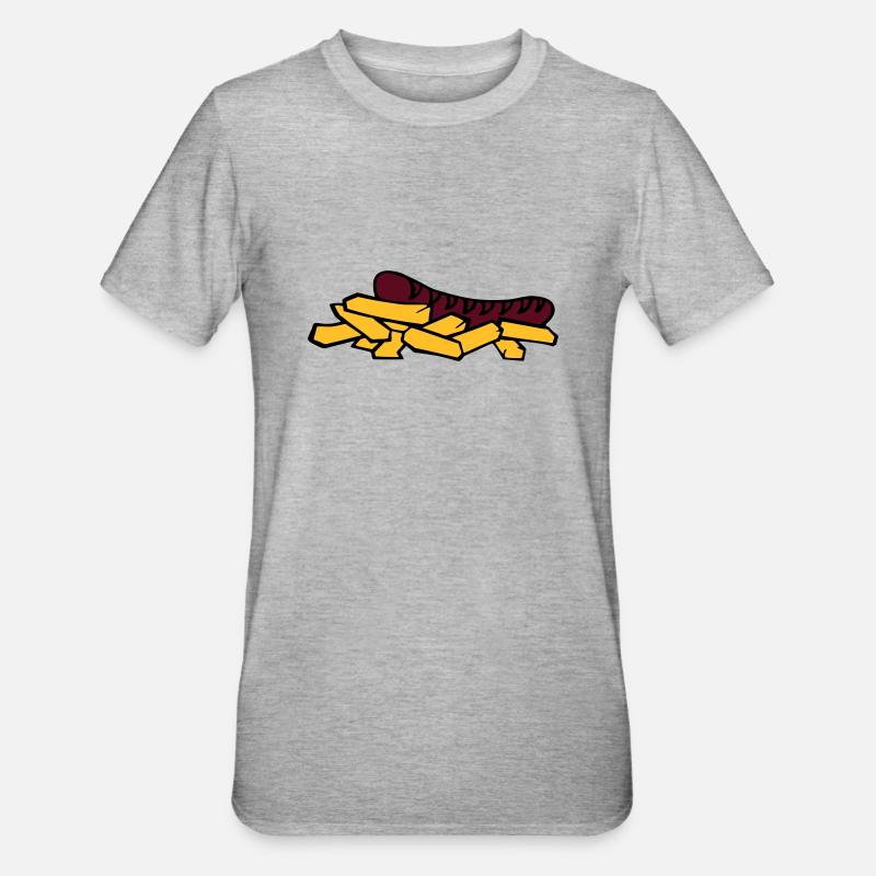 currywurst frite saucisse - T-shirt polycoton Unisexe - gris chiné