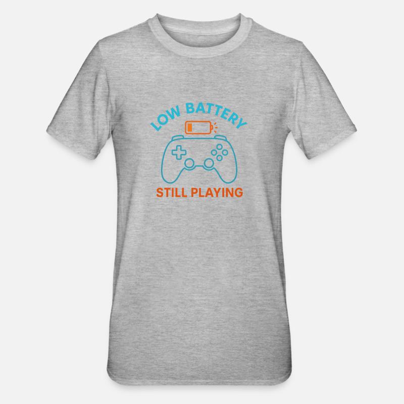 Low battery Keep playing - Unisex Polycotton T-Shirt - heather grey