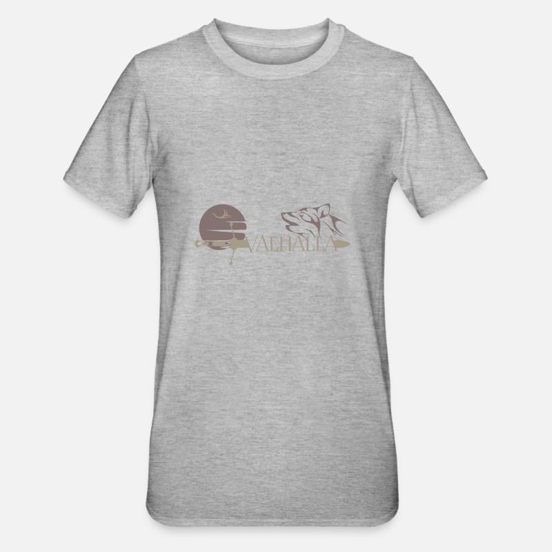 Valhalla - Winkinger - Loup et Épée - T-shirt polycoton Unisexe - gris chiné