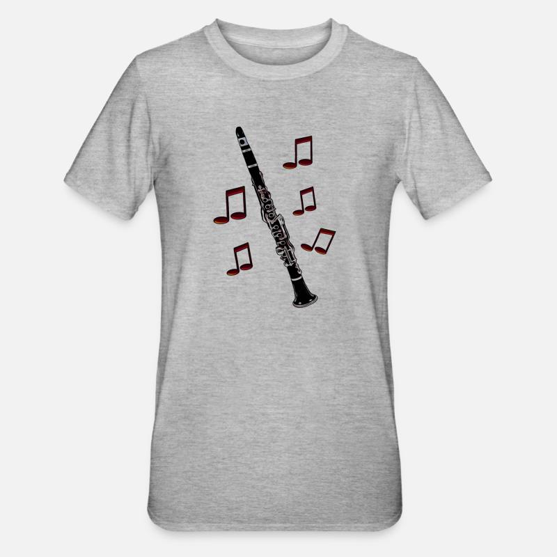 Notes de clarinette rouge - T-shirt polycoton Unisexe - gris chiné