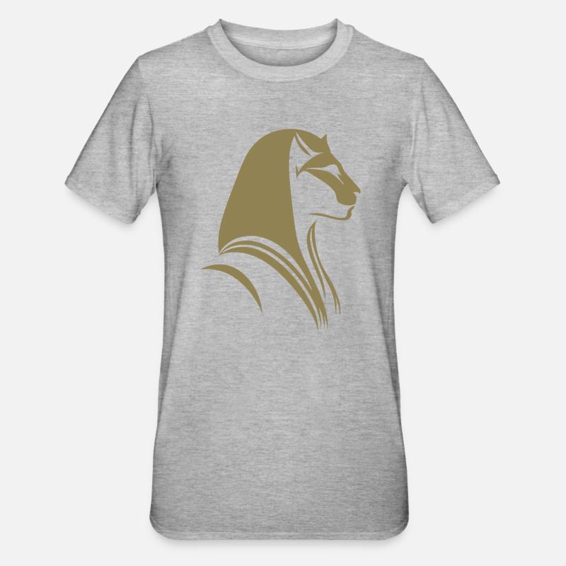Chat Egypte Pharaon Silhouette - T-shirt polycoton Unisexe - gris chiné