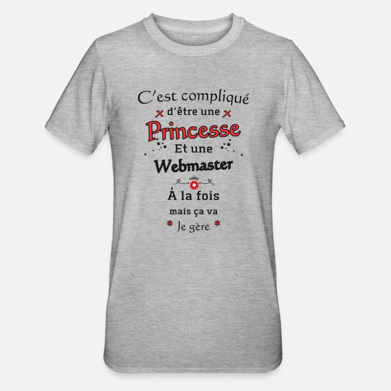 Princesse Webmaster - T-shirt polycoton Unisexe - gris chiné