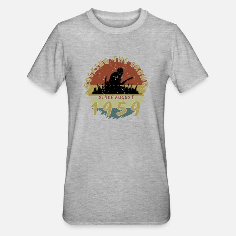 66. Geburtstag Rocking the crowd GIT 08/1959 - Unisex Polycotton T-Shirt - Grau meliert