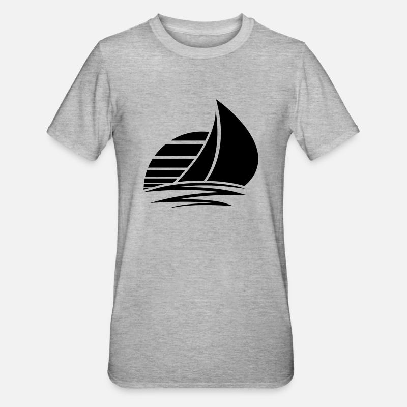 soleil voile logo conception bateau à voile bateau - T-shirt polycoton Unisexe - gris chiné
