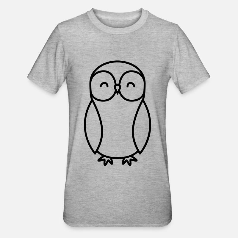 Eule Comic - Unisex Polycotton T-Shirt - Grau meliert