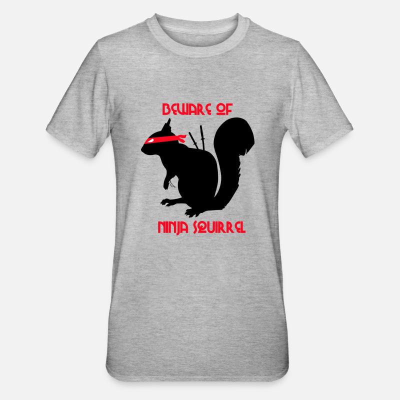 Beware of Ninja Squirrel Eichhörnchen - Unisex Polycotton T-Shirt - Grau meliert