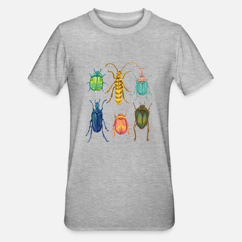 Bunte Kaefer Sammlung - Unisex Polycotton T-Shirt - Grau meliert