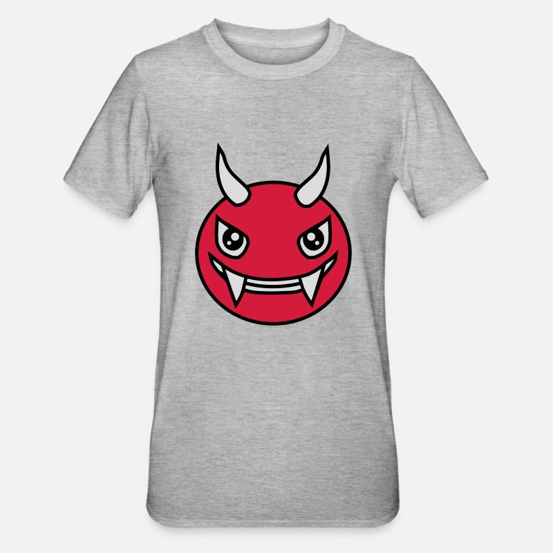 Design Face Evil Devil - Unisex Polycotton T-Shirt - heather grey