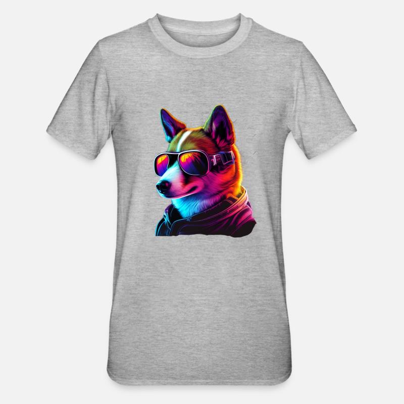 Basenji Cani Basenjis - Maglietta unisex, mix cotone e poliestere - grigio melange
