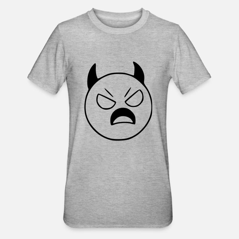 Emoji Sketch Devil Evil Black - T-shirt polycoton Unisexe - gris chiné
