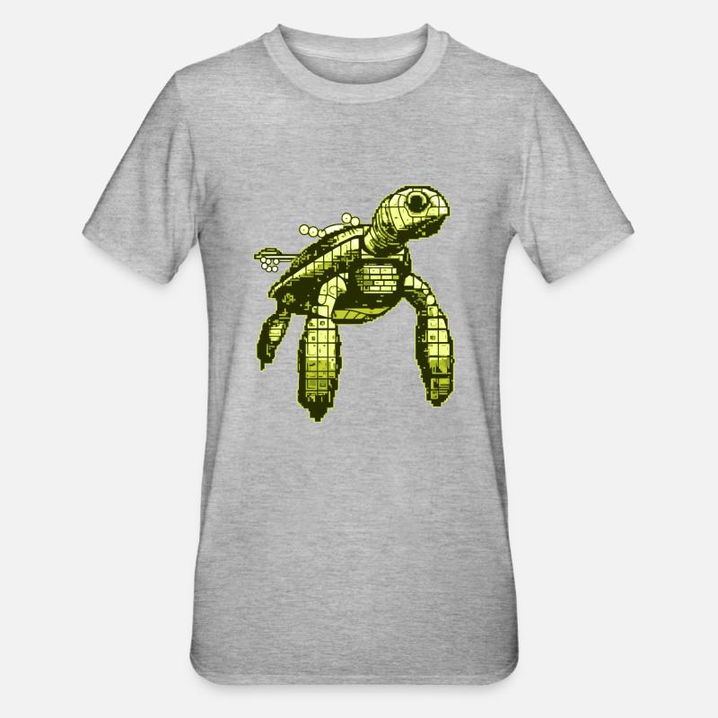 Jeu vidéo 8 Bit Turtle - T-shirt polycoton Unisexe - gris chiné