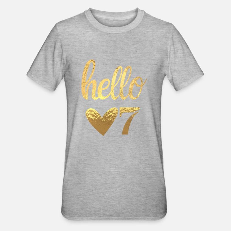 Hello 7 doré - T-shirt polycoton Unisexe - gris chiné