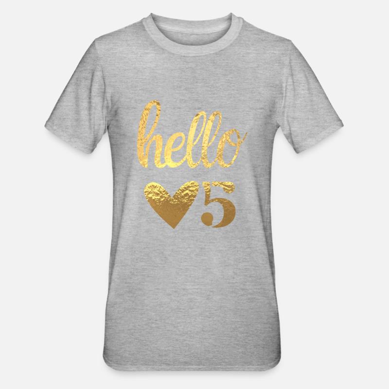 Hello 5 doré - T-shirt polycoton Unisexe - gris chiné