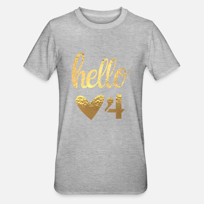 Hello 4 doré - T-shirt polycoton Unisexe - gris chiné