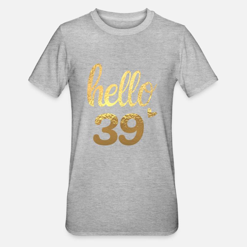 Hello 39 doré - T-shirt polycoton Unisexe - gris chiné