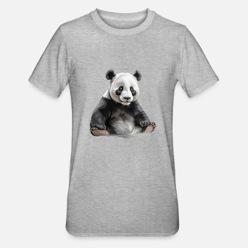 panda ou panda geant - T-shirt polycoton Unisexe - gris chiné