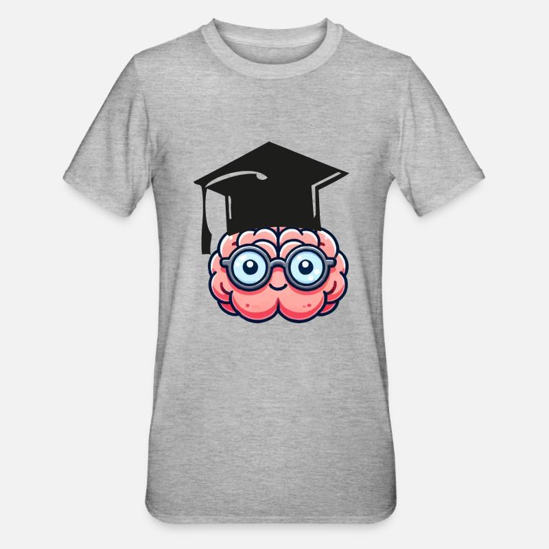 brain comic nerd student - Unisex Polycotton T-Shirt - heather grey