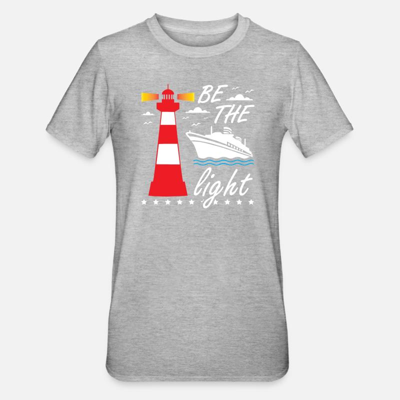 Be The Light Lighthouse - Unisex Polycotton T-Shirt - Grau meliert