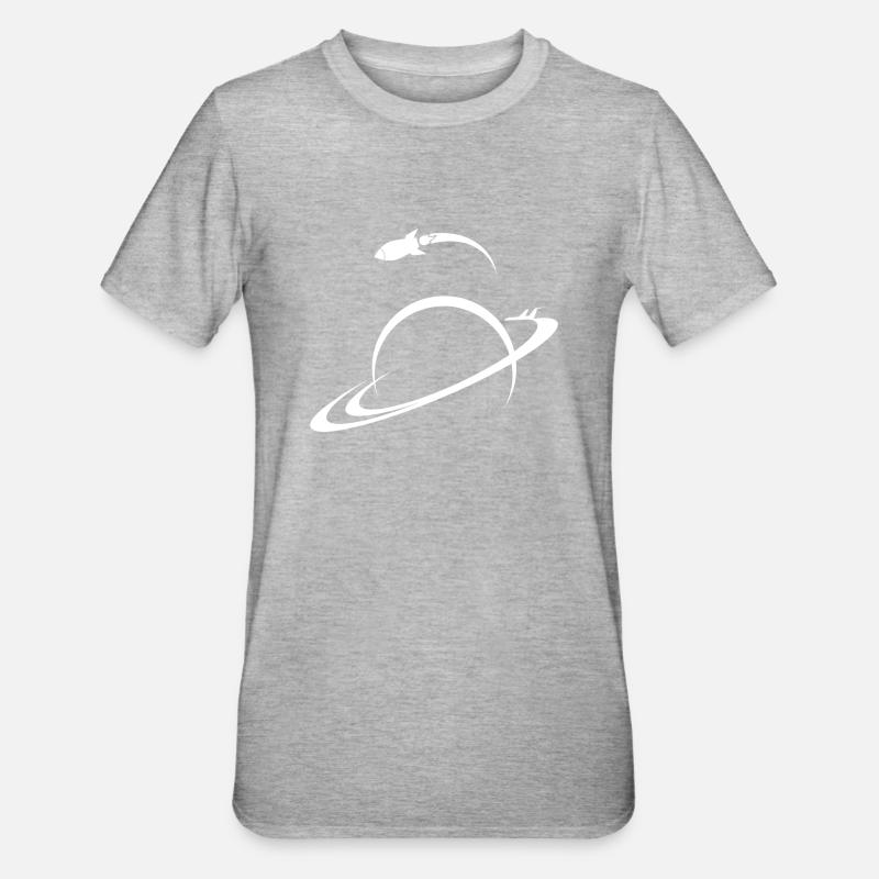 Space Ship Planet Earth Saturn Universe Shuttle - Unisex Polycotton T-Shirt - heather grey
