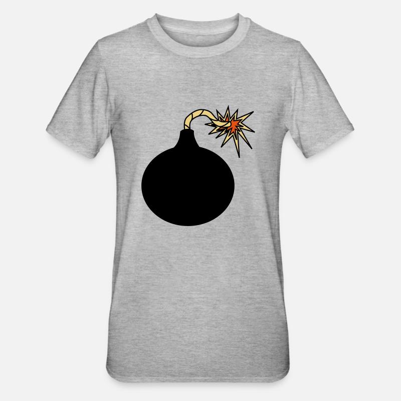 Bombe Zünschnur Geschenkidee Feuer Explosion - Unisex Polycotton T-Shirt - Grau meliert